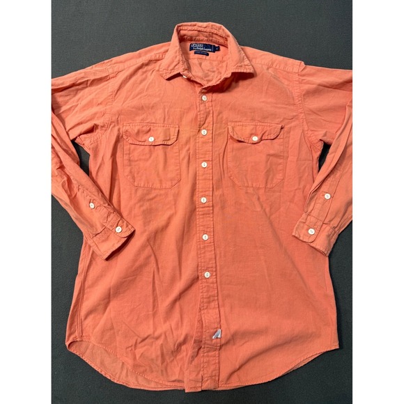 Vintage Polo Ralph Lauren Shirt Mens Small Chambray Cotton RLPC 93 Fish Club 90s